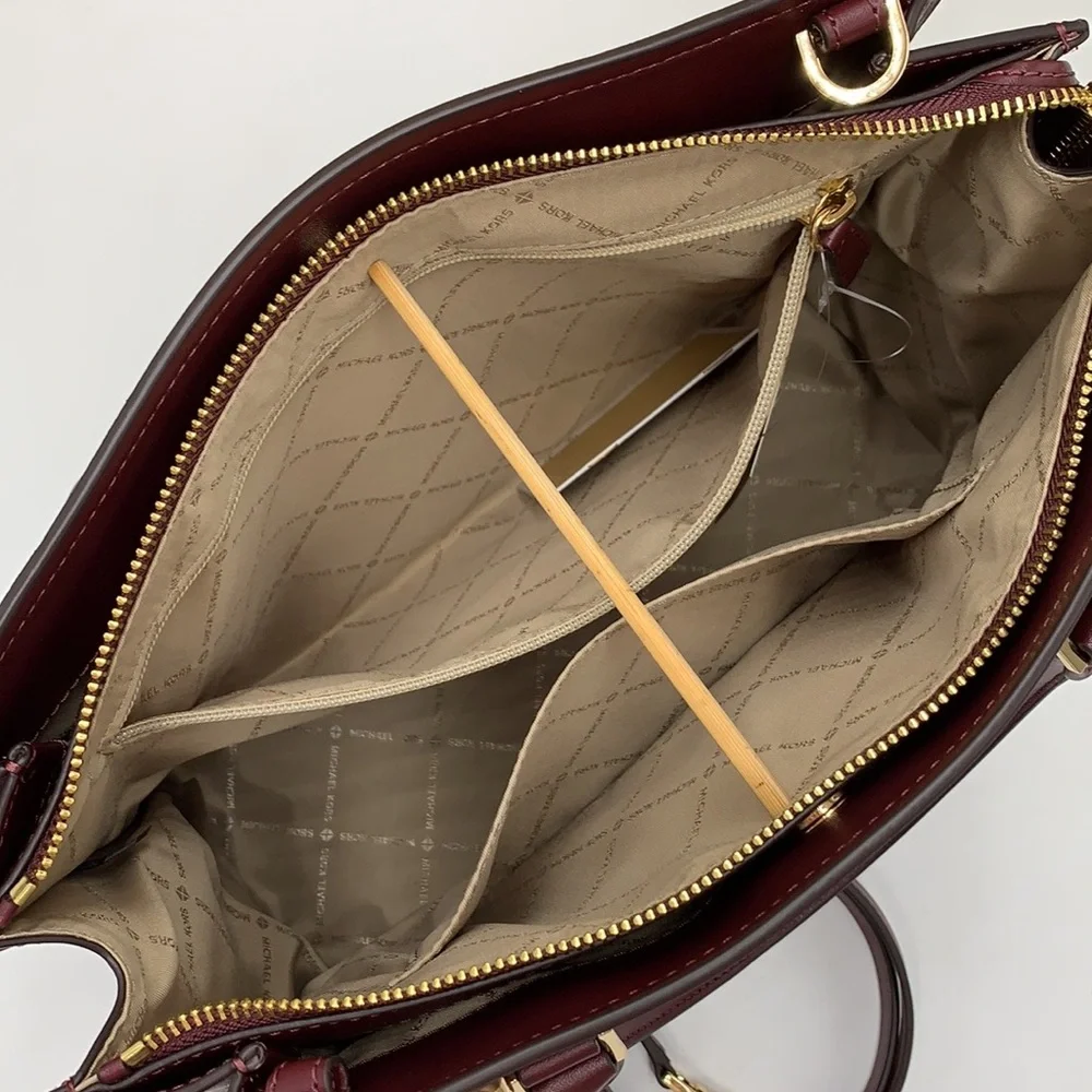 MICHAEL KORS HOPE LARGE SATCHEL MERLOT - Picture 9 of 16